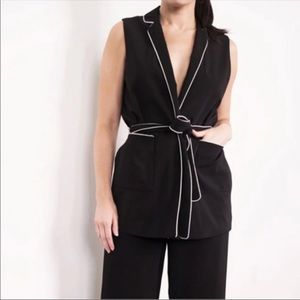 Who What Wear black and white belted vest